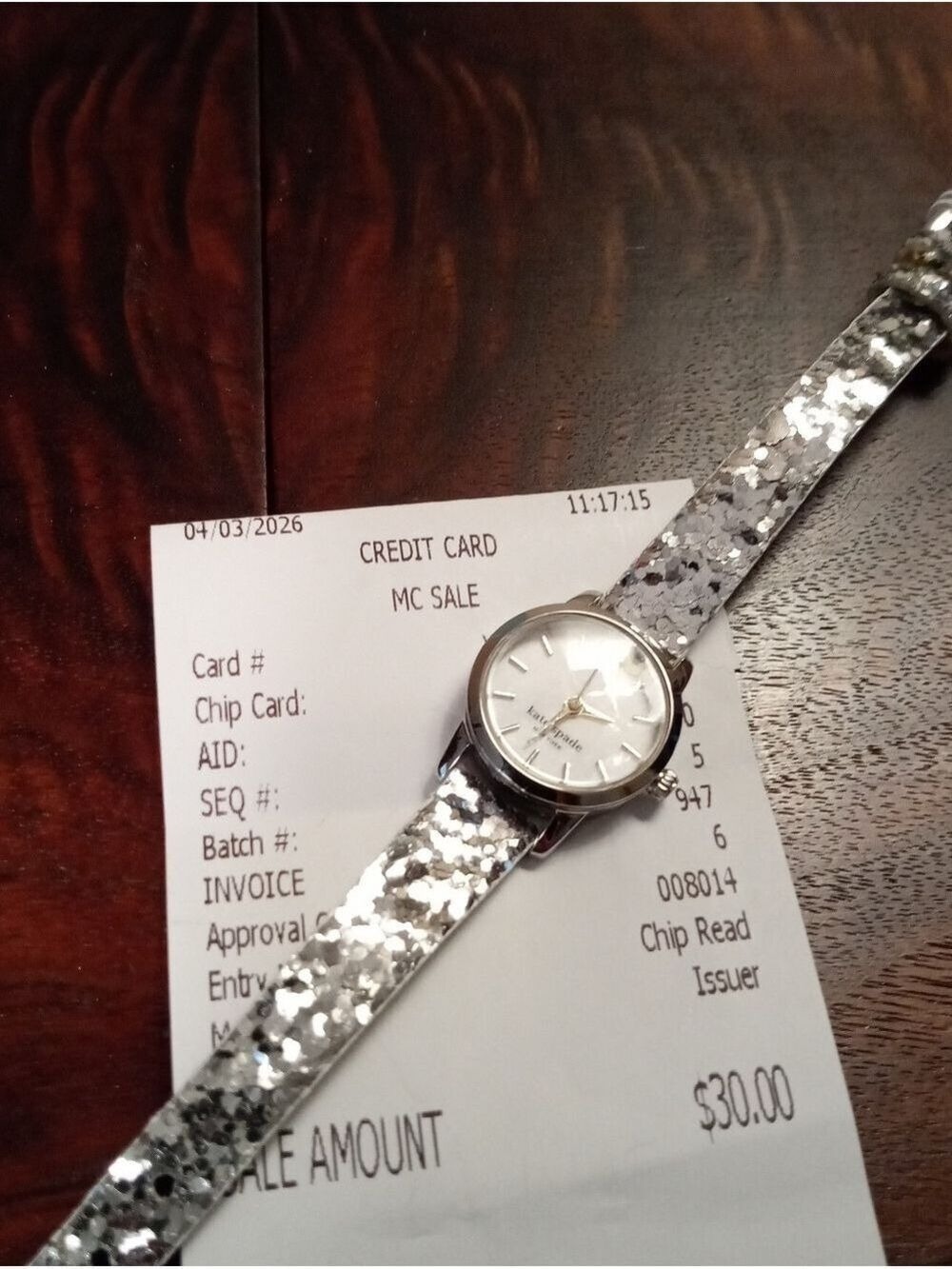 Kate Spade Silver Glitter Tiny Metro Watch - Picture 10 of 10